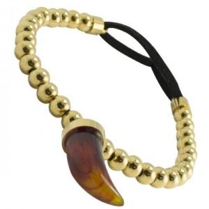 Stainless Steel Gold PVD Beaded bracelet with Ceramic Stone