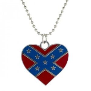 Rebel Confederate Flag Heart Fashion Necklace