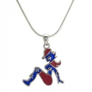 Rebel Confederate Flag Girl Silhouette Fashion Necklace