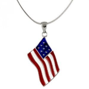 American Flag Pendant with Fashion Snake Chain