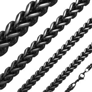 Stainless Steel Black Franco Link Chain