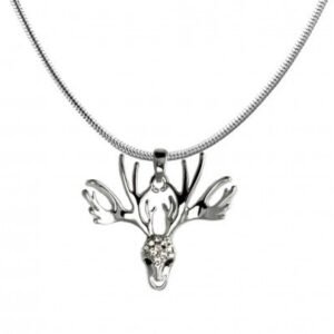 Fashion Necklace with Jeweled Moose Head Charm