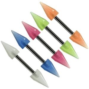 Surgical Steel with Acrylic Glow in The Dark Spike Barbell