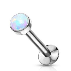 Surgical Steel Threadless Push in Opal Labret