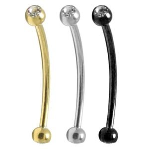 14GA -Surgical Steel Double Jeweled Curved barbell