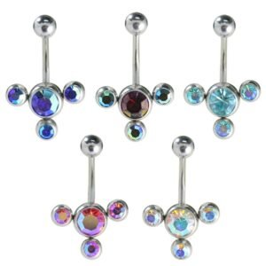 Surgical Steel with CZ Stones Belly Ring