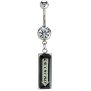 Surgical Steel CZ "Only my Way" Dangle Belly Ring