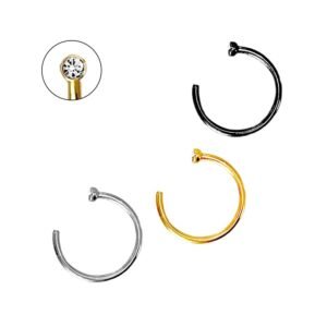 Surgical Steel Circular Nose Ring w/ Clear CZ