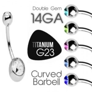 Titanium Grade G23 Double Jeweled Small Belly Ring