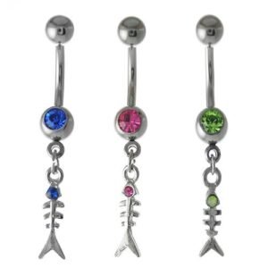 Surgical Steel Dangling Fish Bone Belly Ring