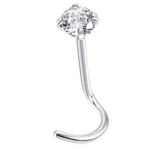 20Ga (0.8mm) Clear Jeweled Surgical Steel Nose Screw