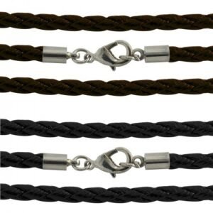 Leather Braided Necklace with Clasp Lock