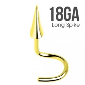 18Ga. Gold PVD Nose Screw With Long Spike