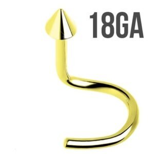 18Ga. Gold PVD Nose Screw With Small Spike