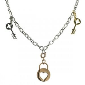 Stainless Steel Charm Necklace with Gold, RoseGold, Steel Charms
