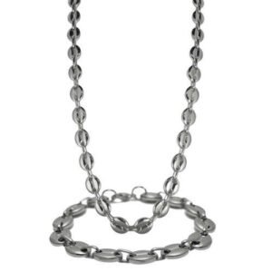 Stainless Steel Coffee Bean Necklace  - Bracelet Set 10mm