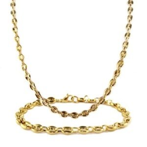 Stainless Steel Gold PVD Chain & Bracelet Set 6mm