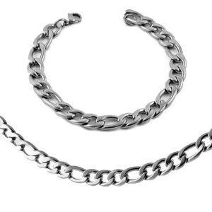 Stainless Steel Figaro Link Necklace and Bracelet  SET 10mm