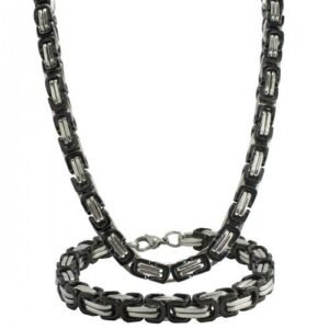 Stainless Steel Byzantine Necklace And Bracelet Set