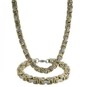 Byzantine Stainless Steel And Gold PVD Necklace Set
