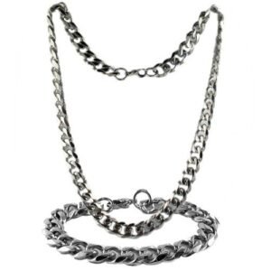 Stainless Steel Cuban Link Chain & Bracelet Set