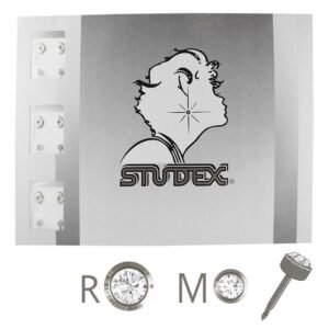 Stainless Steel Sterilized Ear Piercing Studs with Clear CZ Stones - 12 Pairs