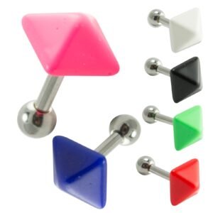16GA Surgical Steel Tragus/ Helix Barbell Piercing With Polysafe Pyramid