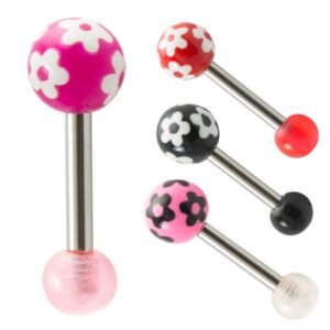 16GA Surgical Steel Tragus/ Helix Barbell Piercing With Flower Design