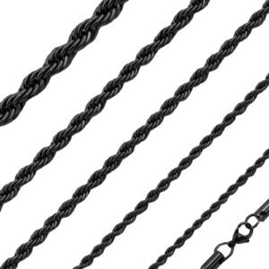 Stainless Steel Black PVD Rope Chain