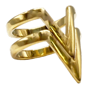 Stainless Steel Gold PVD Double V Ring