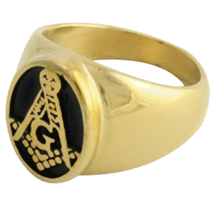 Stainless Steel Gold PVD Masonic Ring