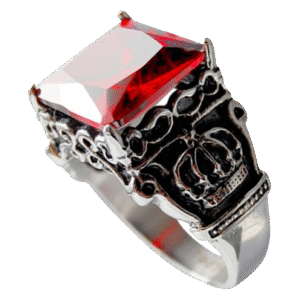Stainless Steel Ruby Royal Crown Ring