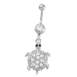 316L Surgical Steel Jeweled Turtle Belly Ring