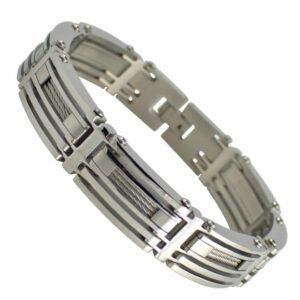Stainless Steel Bracelet with Steel Cable inside the Links