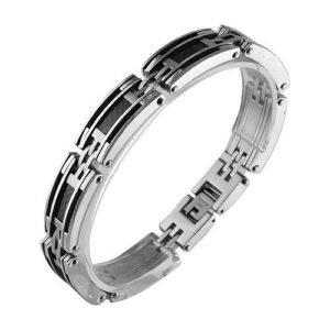Stainless Steel Bracelet with Cable and Carbon Fiber (8.5 IN)