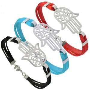 Stainless Steel Cord Bracelet HAMSA Design