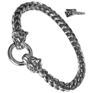 Stainless Steel Franco Bracelet with Panther Head