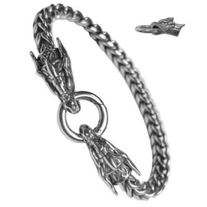 Stainless Steel Franco Bracelet with Dragon