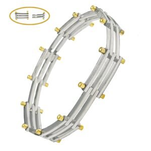 Stainless Steel Bar Link Bracelet with Gold Accent