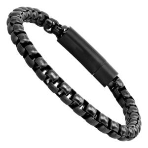 Stainless Steel Distressed Gun Metal Color Chain Bracelet