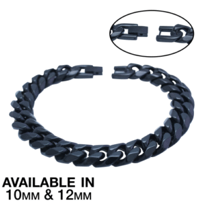 Stainless Steel Black Cuban Link Bracelet
