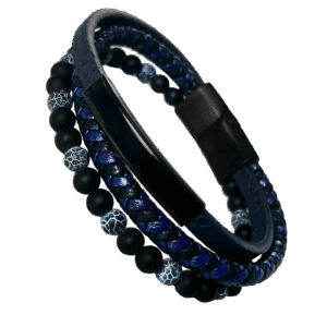 Multi String Bracelet with Beads and Stainless Steel Closure