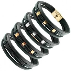 Leather W/ Stainless Steel Accent Bracelet