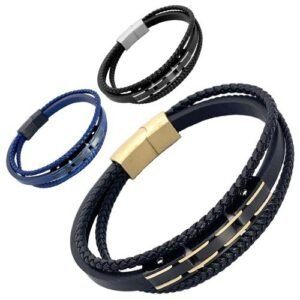 Multi-String Leather & Stainless.Steel Bracelet w/ Accent
