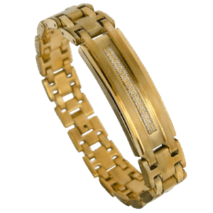 Stainless Steel Gold pvd Bracelet with Micro Pave Setting cz on Ctr