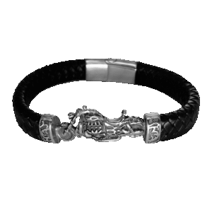 Stainless Steel Leather Bracelet with Bike in CTR