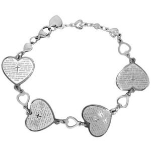 Stainless Steel  Heart Padre Prayer Bracelet