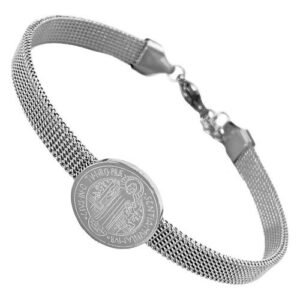 Stainless Steel  Saint Benito Mesh Bracelet