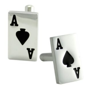 Men's Stainless Steel Ace of Card Cuff Links