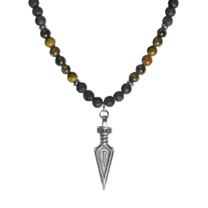 Beaded Necklace with Stainless Steel Spear Pendant